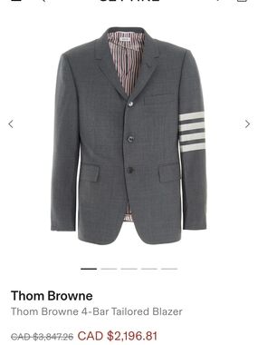 Thom Browne Men's Gray 4-Bar Tailored Blazer